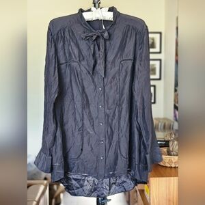 Rag & Bone Silk Tie Front Button Down Blouse